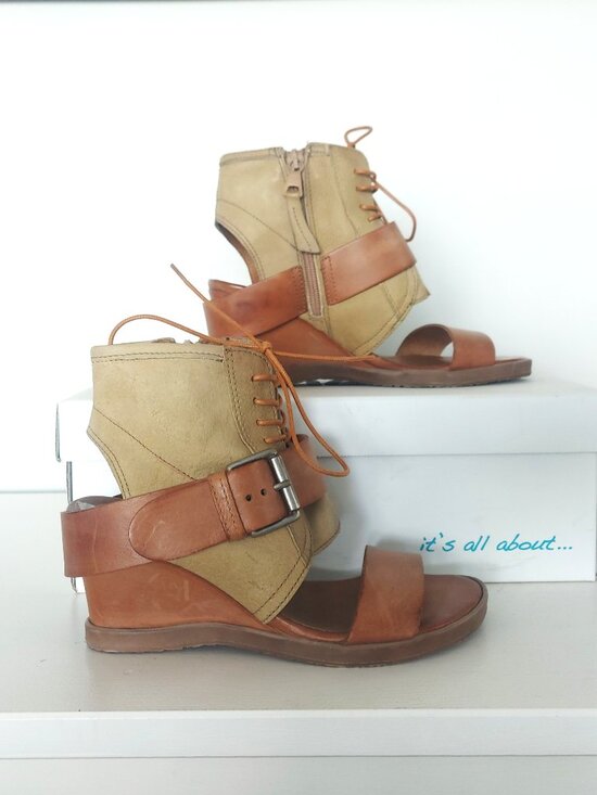 Mjus Italian Leather Wedge Sandals - Size 36 (US 6) - Picture 2 of 7